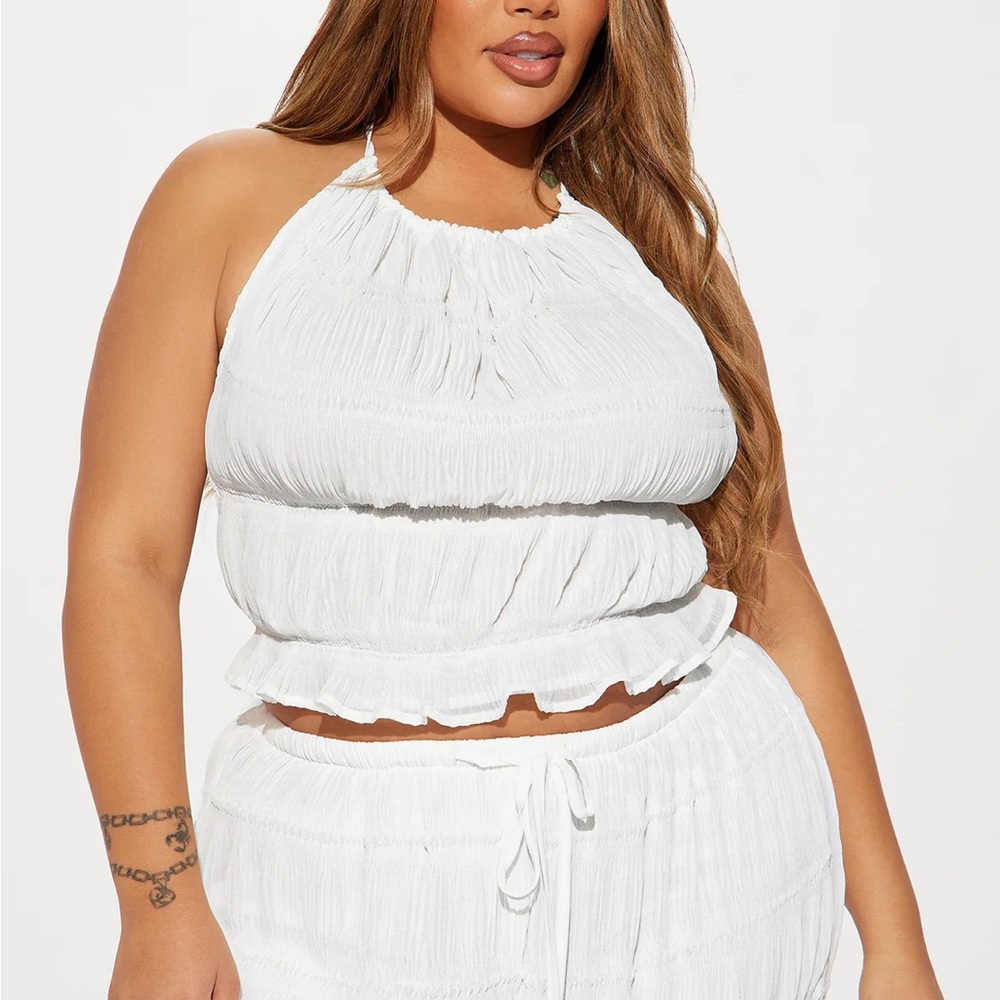 Fashion Nova - Portofino Plisse Pant Set - Ivory